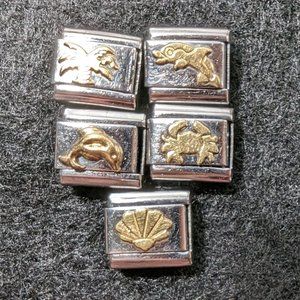 Lot of Five 18k Marine Life Charms For DynaFlex Italian Charm Stretch Bracelet